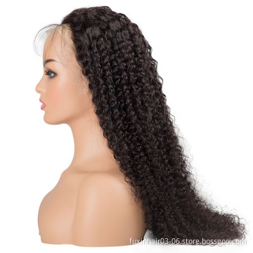 Peruvian Deep Curly Human Hair Full Lace Wig Preplucked Raw Bresilienne Dark Brown Lace Front Wig Dropshipping